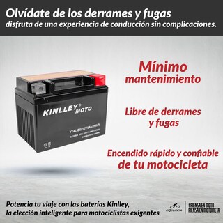 Foto 5 | Foto 6 | Batería para Motocicleta Kinlley YB5L-B color Negro