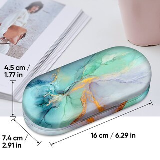Foto 7 | Foto 7 | Estuche Para Lentes De Contacto Y Anteojos Fintie 2 En 1 Emerald Marble - Venta Internacional.
