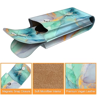 Foto 3 | Foto 3 | Funda Doble para Gafas Fintie Portátil de Piel Vegana color Esmeralda - Venta Internacional