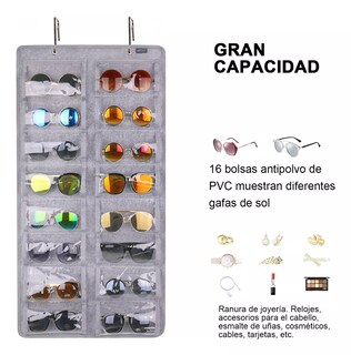 Foto 2 | Foto 2 | Organizador de Anteojos de Sol 16 Ranuras a Prueba de Polvo Gris