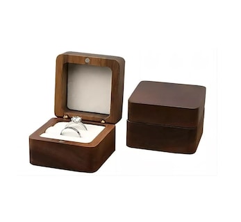 Foto 2 | Foto 2 | Caja Para Dos Anillos De Bodas Alhajero Magnetico De Madera Esponja Blanca