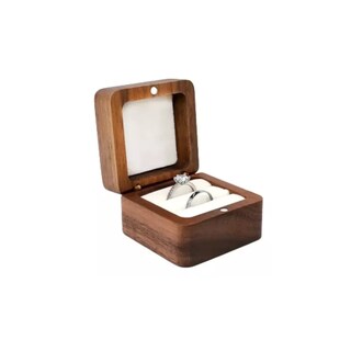 Foto 3 | Foto 3 | Caja Para Dos Anillos De Bodas Alhajero Magnetico De Madera Esponja Blanca