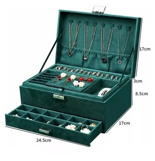 Foto 2 | Foto 2 | Estuche Caja Joyería Retro Multifuncional Grand Capacidad Verde