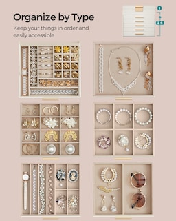 Foto 3 | Foto 3 | Joyero Songmics de 6 Capas con 5 Cajones Blanco - Venta Internacional