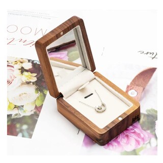 Foto 4 | Foto 4 | Caja De Madera Nogal Colgante Collar Con Espejo Portátil Belug, Blanco Cafe