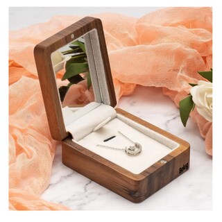 Foto 5 | Foto 5 | Caja De Madera Nogal Colgante Collar Con Espejo Portátil Belug, Blanco Cafe