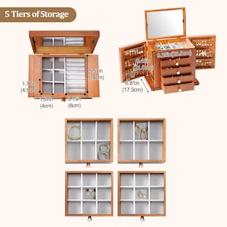 Foto 4 | Foto 4 | Joyero de Madera ProCase 5 Niveles con Espejo - Venta Internacional