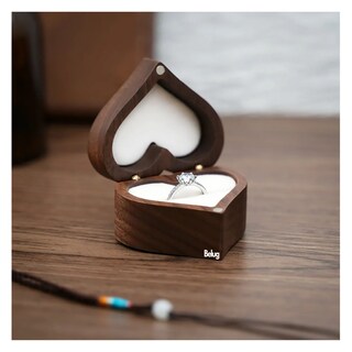 Foto 5 | Foto 5 | Caja para Anillo Belug Corazón de Madera Nogal