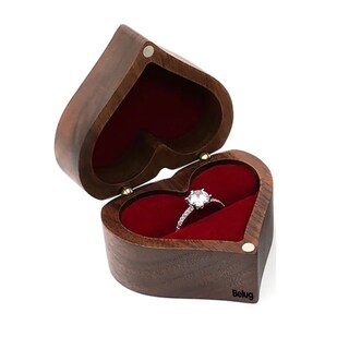 Foto 1 | Foto 1 | Caja para Anillo Belug Corazón de Madera Nogal