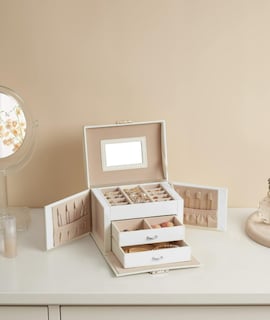 Foto 2 | Foto 2 | Xtellar Joyero Premium De 3 Niveles, Organizador De Joyas Portátil Con Espejo Y Cerradura, Ideal Para Viajes Y Salir