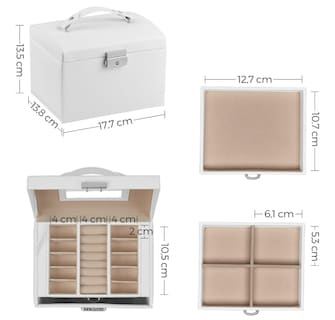 Foto 3 | Foto 3 | Xtellar Joyero Premium De 3 Niveles, Organizador De Joyas Portátil Con Espejo Y Cerradura, Ideal Para Viajes Y Salir