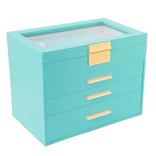 Foto 1 | Foto 1 | Joyero Boovo Con Tapas De Cristal De 4 Capas Para Mujer, Color Turquesa - Venta Internacional.
