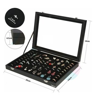 Foto 4 | Foto 4 | Bandeja Organizador Anillos De Terciopelo Con 100 Ranuras Lab.g, Negro