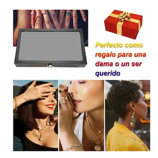 Foto 5 | Foto 5 | Bandeja Organizador Anillos De Terciopelo Con 100 Ranuras Lab.g, Negro