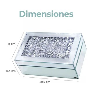 Foto 5 | Foto 5 | Joyero Alhajero Acabado Espejo Y Diamantes Alhajero Grande Lab.g, Color Plateado