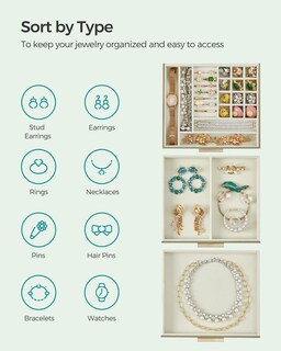 Foto 3 | Foto 3 | Joyero Songmics Verde Aguacate Con Tapa De Vidrio De 3 Capas - Venta Internacional.