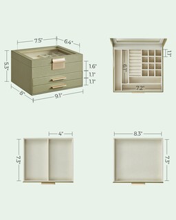 Foto 5 | Foto 5 | Joyero Songmics Verde Aguacate Con Tapa De Vidrio De 3 Capas - Venta Internacional.