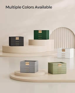 Foto 6 | Foto 6 | Joyero Songmics De 4 Capas Con Tapa De Cristal Gris Tórtola Y Dorado - Venta Internacional.