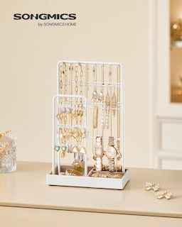 Foto 2 | Foto 2 | Soporte Para Joyas Songmics, Bandeja De Terciopelo Con Marco De Metal Blanco - Venta Internacional.