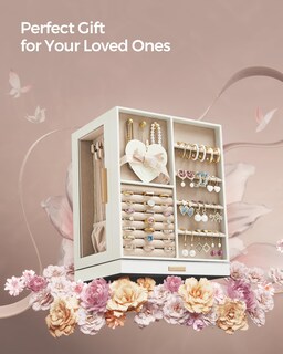 Foto 6 | Foto 6 | Joyero Songmics Que Gira 360° Con 5 Cajones En Color Blanco Nube - Venta Internacional.