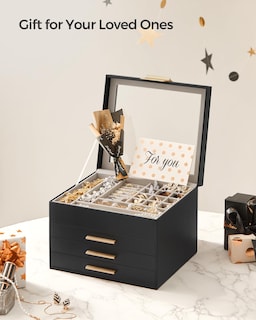 Foto 7 | Foto 7 | Joyero Songmics De 4 Capas Con Tapa De Cristal 20,3 X 23,1 X 16,5 Cm - Venta Internacional.