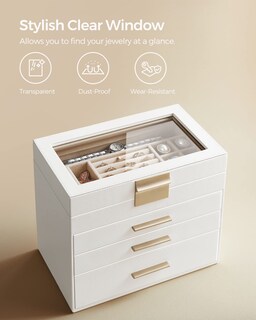 Foto 5 | Foto 5 | Joyero Songmics Organizador De 4 Capas Con Tapa De Cristal Y 3 Cajones - Venta Internacional.