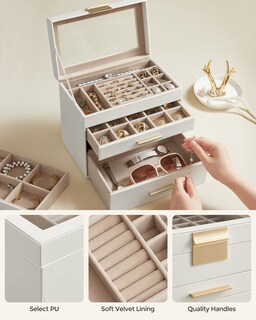 Foto 6 | Foto 6 | Joyero Songmics Organizador De 4 Capas Con Tapa De Cristal Y 3 Cajones - Venta Internacional.