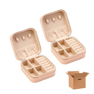 Foto 1 | Foto 1 | 2pcs Joyero Lab.g De Viaje Pequeño Caja De Almacenamiento Portátil Rosa Claro