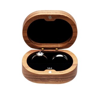 Foto 1 | Foto 1 | Caja De Madera Nogal Para Un Anillos De Boda Lab.g, Cafe Oscuro Negro Ovalado