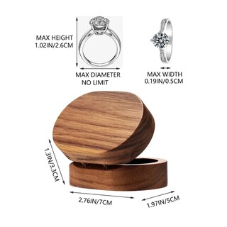 Foto 2 | Foto 2 | Caja De Madera Nogal Para Un Anillos De Boda Lab.g, Cafe Oscuro Negro Ovalado