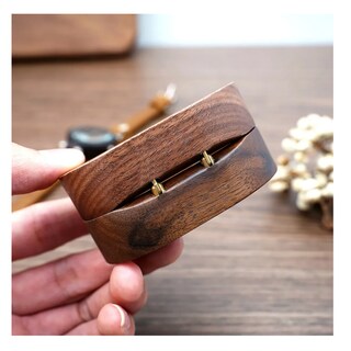 Foto 5 | Foto 5 | Caja De Madera Nogal Para Un Anillos De Boda Lab.g, Cafe Oscuro Negro Ovalado