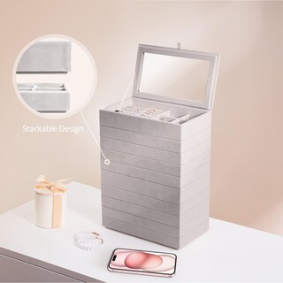 Foto 3 | Foto 3 | Bandeja Organizadora De Joyas Procase, 10 Capas, Terciopelo Gris - Venta Internacional.