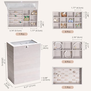 Foto 6 | Foto 6 | Bandeja Organizadora De Joyas Procase, 10 Capas, Terciopelo Gris - Venta Internacional.