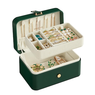 Foto 1 | Foto 1 | Joyero Songmics Travel Organizador De 2 Capas, Color Verde Bosque - Venta Internacional.