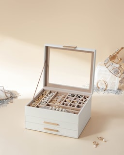 Foto 7 | Foto 7 | Joyero Songmics Organizador De 3 Capas Con Tapa De Cristal Y 2 Cajones - Venta Internacional.