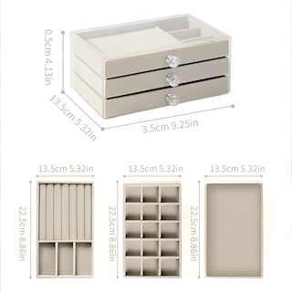 Foto 4 | Foto 4 | Elegante Joyero Con Caja De Almacenamiento De Joyas Con Cerradura Gris