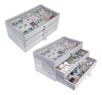 Foto 3 | Foto 3 | Caja De Almacenamiento De Joyas Lab.g Acrílicas De 3 Cajones Gris