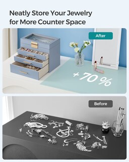 Foto 7 | Foto 7 | Joyero Songmics Organizador De 4 Capas Con Tapa De Cristal Azul Ahumado - Venta Internacional.