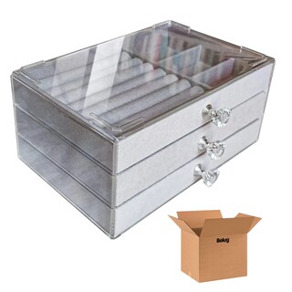 Foto 1 | Foto 1 | Caja De Almacenamiento De Joyas Acrílicas De 3 Cajones Gris
