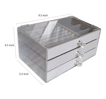 Foto 4 | Foto 4 | Caja De Almacenamiento De Joyas Acrílicas De 3 Cajones Gris