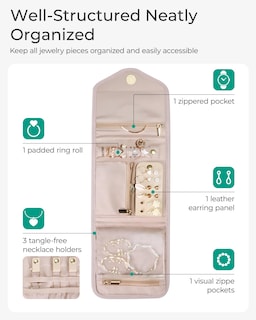 Foto 3 | Foto 3 | Funda Organizadora De Joyas Bagsmart Travel, Rollo Plegable, Rosa - Venta Internacional.