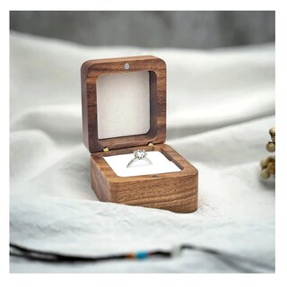 Foto 4 | Foto 4 | Caja De Madera Nogal Para Un Anillos De Boda Belug, Cafe Oscuro Beige Grueso Cuadrado