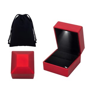 Foto 2 | Foto 2 | Caja Anillo Compromiso Rectangular Mate Con Luz Negro Con Rojo