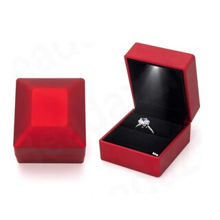 Foto 3 | Foto 3 | Caja Anillo Compromiso Rectangular Mate Con Luz Negro Con Rojo