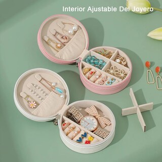 Foto 4 | Foto 4 | Joyero Lab.g De Viaje Pequeño Caja De Almacenamiento Portátil Rosa Claro Beige