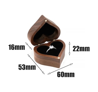 Foto 2 | Foto 2 | Caja Corazón Belug De Madera Nogal Para Anillos De Boda Compromiso Cafe Oscuro Negro