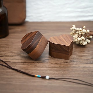 Foto 3 | Foto 3 | Caja Corazón Belug De Madera Nogal Para Anillos De Boda Compromiso Cafe Oscuro Negro