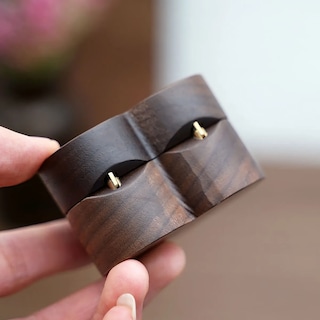 Foto 4 | Foto 4 | Caja Corazón Belug De Madera Nogal Para Anillos De Boda Compromiso Cafe Oscuro Negro