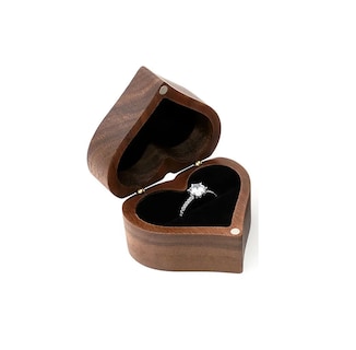 Foto 5 | Foto 5 | Caja Corazón Belug De Madera Nogal Para Anillos De Boda Compromiso Cafe Oscuro Negro