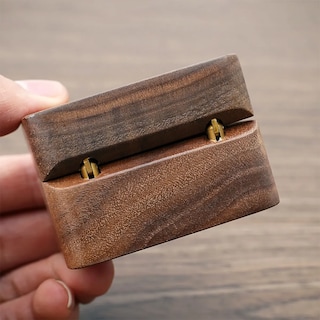 Foto 5 | Foto 5 | Caja Para Dos Anillos De Bodas Alhajero Magnetico De Madera Esponja Blanca Lab.g Marrón